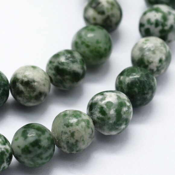6MM Green Spot Jasper Beads-ONE Gemstone Bead Strand-Jewelry Making Crafts NWT - Picture 1 of 1